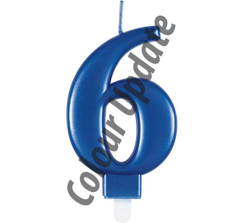 Number 6 Blue Candle