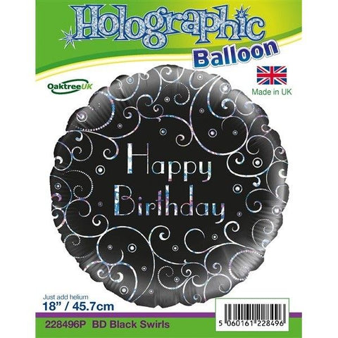 BDAY BLACK SWIRLS FOIL(Helium)