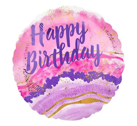BIRTHDAY WATERCOLOUR MARBLE FOIL BALLOON (Helium)