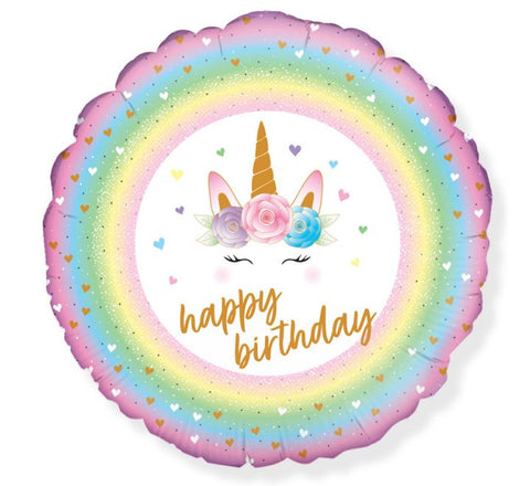FLOWERS UNICORN BIRTHDAY FOIL BALLOON(Helium)
