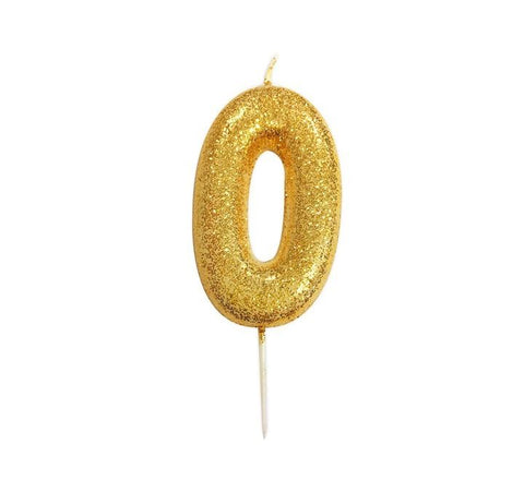 Number 0 Gold Candle