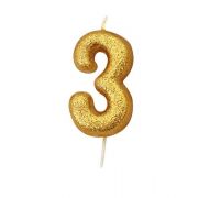 Number 3 Gold Candle