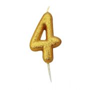 Number 4 Gold Candle