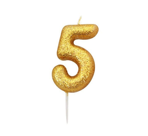 Number 5 Gold Candle