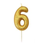 Number 6 Gold Candle