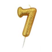 Number 7 Gold Candle