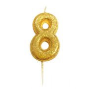 Number 8 Gold Candle
