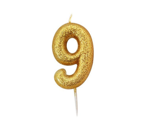 Number 9 Gold Candle