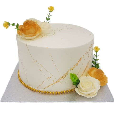 Golden Floral Tower Cake