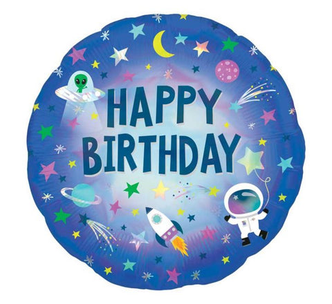 OUTER SPACE HAPPY BIRTHDAY FOIL BALLOON (Helium)