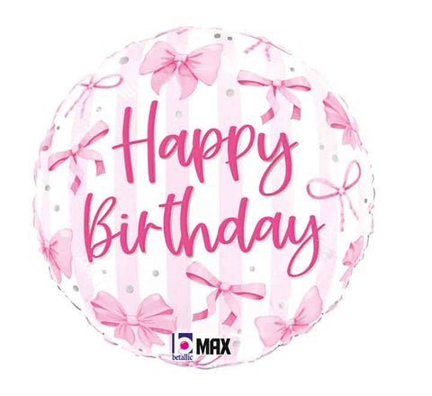 PRETTY PINK BOW BIRTHDAY FOIL BALLOON(Helium)
