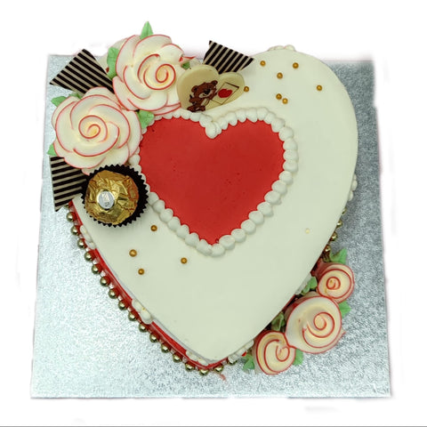 Red Heart Flower cake