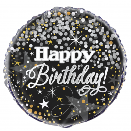 Glittering Birthday Round Foil Balloon With Helium
