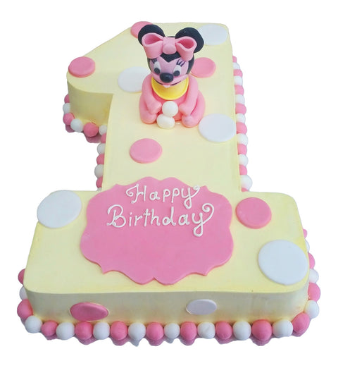 Number One Cake with Minnie Mouse Character