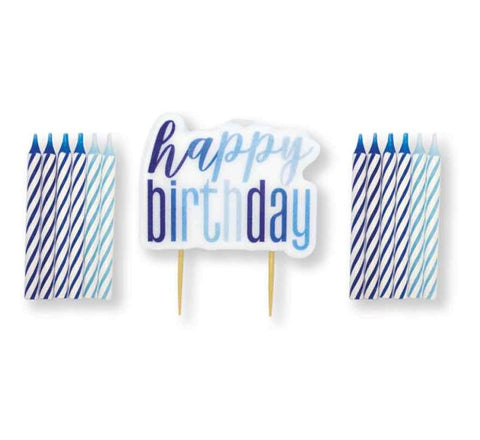13PC BLUE HAPPY BIRTHDAY PICK CANDLES