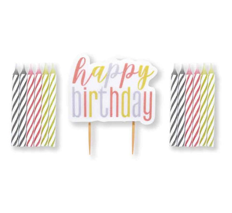 13PC ROSE GOLD HAPPY BIRTHDAY PICK CANDLES