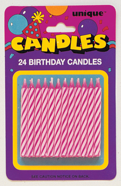Pink Spiral Birthday Candles, 24ct