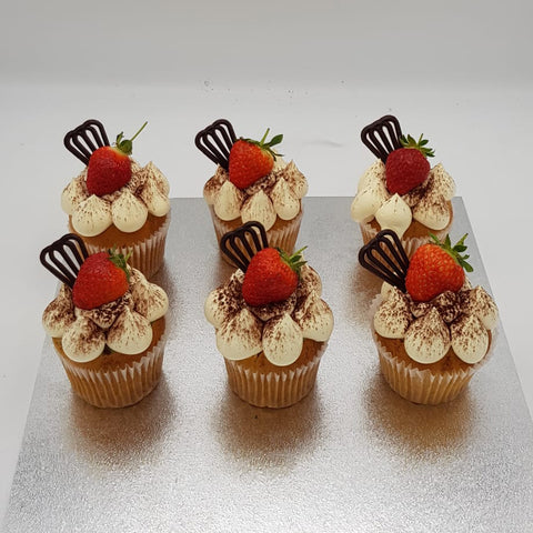 Coffee Cupcakes with strawberry toppings