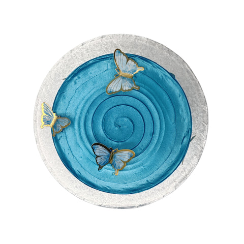 Gradient Blue Wave Butterfly Cake