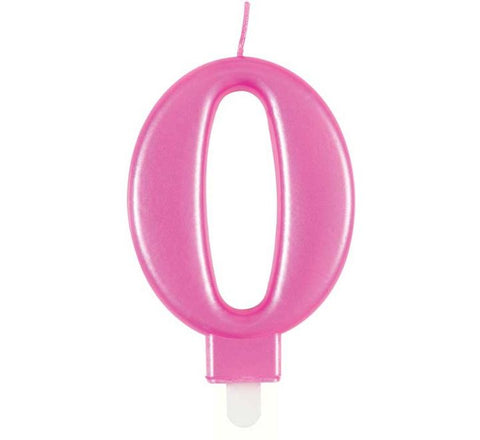 Number 0 Metallic Pink Candle