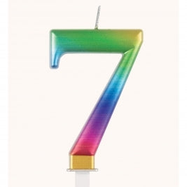 Metallic Rainbow Number 7 Birthday Candle