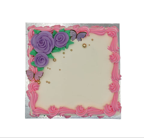 Rosy Flutter Square Cake