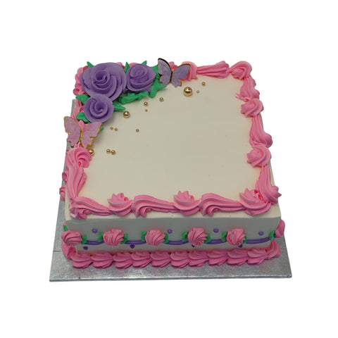 Rosy Flutter Square Cake