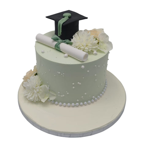 Scholarly Elegance Graduation Cake