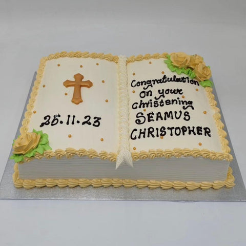 Holy Book Golden Christening Cake