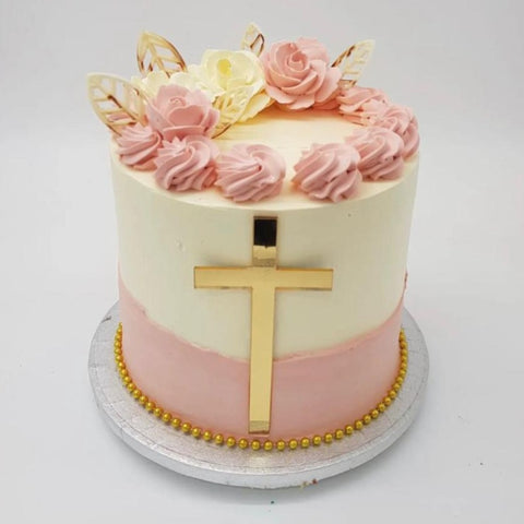 Pink Tower Christening Cake