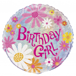 Birthday Girl Prism Round Foil Balloon  - 18" Inflated