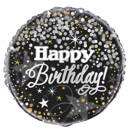Glittering Birthday Round Foil Balloon - 18" Inflated
