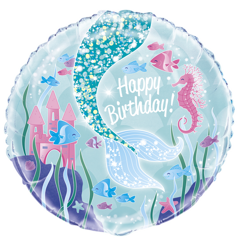 Mermaid Round Foil Balloon - 18" Inflated