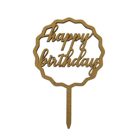 Gold Happy Birthday Cake Topper