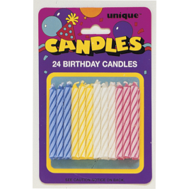 Multicolor Spiral Birthday Candles, 24ct