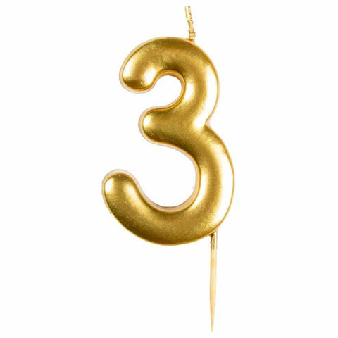 Number 3 Gold Candle