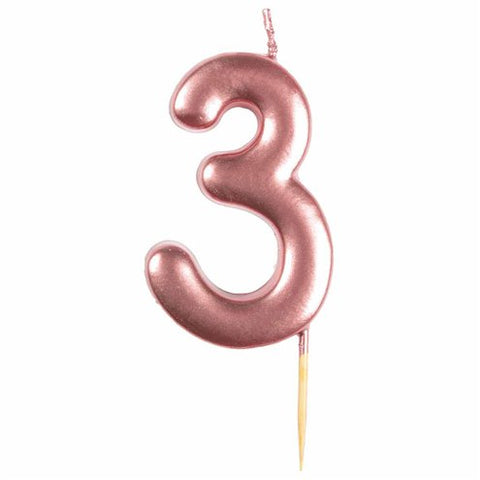 Number 3 Rose Gold Candle