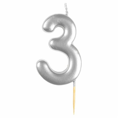 Number 3 Silver Candle