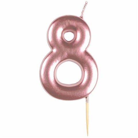 Number 8 Rose Gold Candle