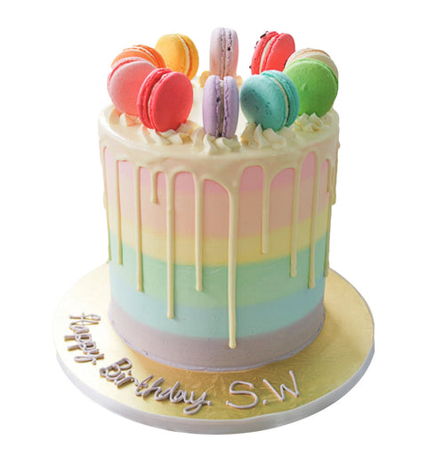 Rainbow Macarons Tower Cake