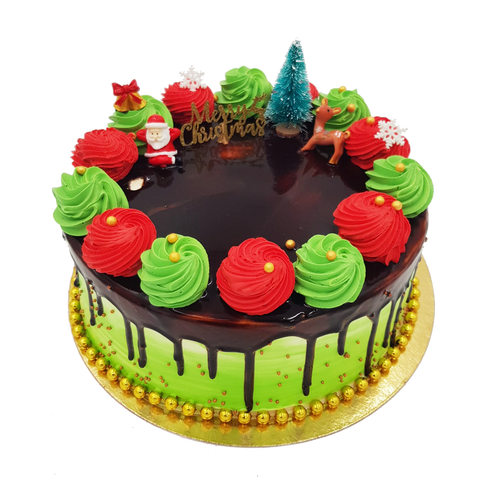 Chocolate Drip Christmas Cake eggless cakes