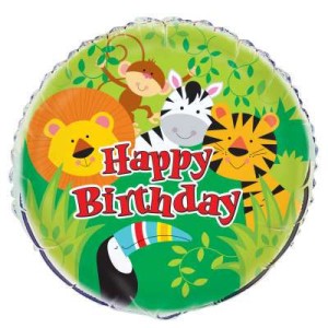 Animal Jungle Happy Birthday Balloon - 18" Inflated