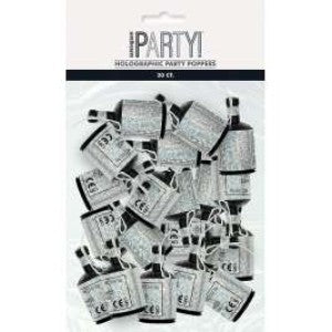 Black & Silver Glitz Holographic Poppers - 20pk