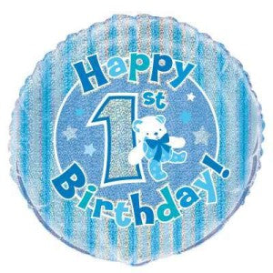 Blue 1st Birthday Balloon - 18" Inflated