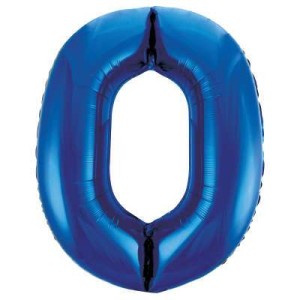 Blue Number 0 Foil Balloon - 34" Inflated