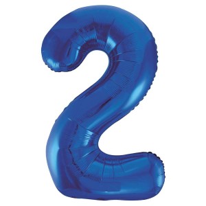 Blue Number 2 Foil Balloon - 34" Inflated