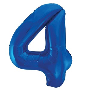 Blue Number 4 Foil Balloon - 34" Inflated
