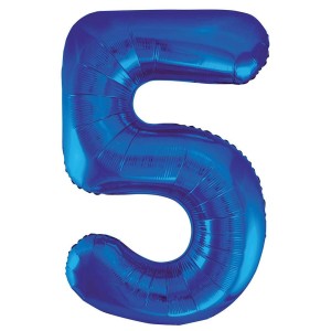 Blue Number 5 Foil Balloon - 34" Inflated