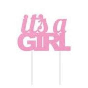 It’s A Girl Pink Glitter Cake Topper