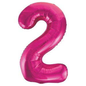 Pink Number 2 Foil Balloon - 34" Inflated